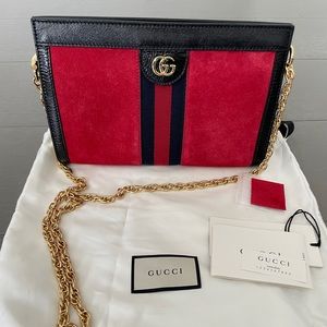Gucci Ophidia Chain Shoulder Bag Suede Medium